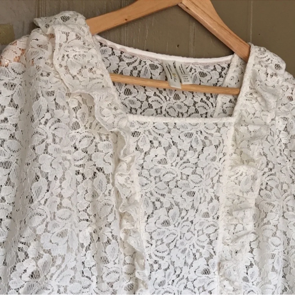 Anthropologie Meadow Rue Ivie Elegant White Lace Top